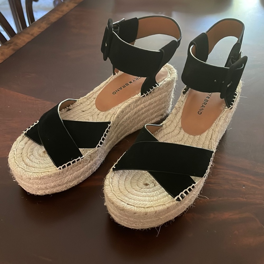Lucky Brand Espadrille wedge sandals with black suede straps - 7